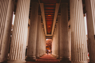 an open walkway lined with columns