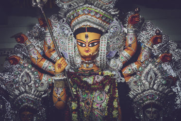 an ornate statue of indian war goddess durga