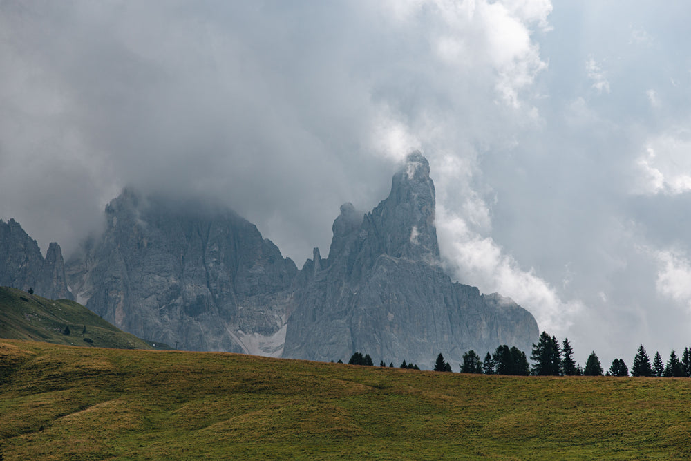 an overcast day across a mountain range