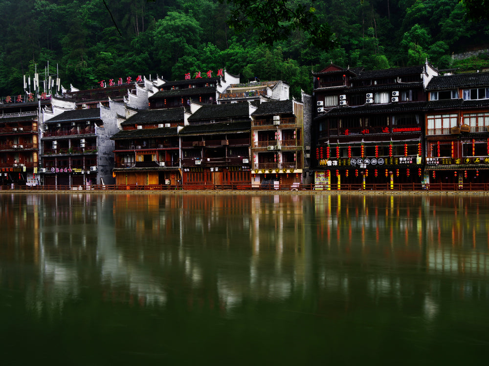 Ancient Building Reflection On River