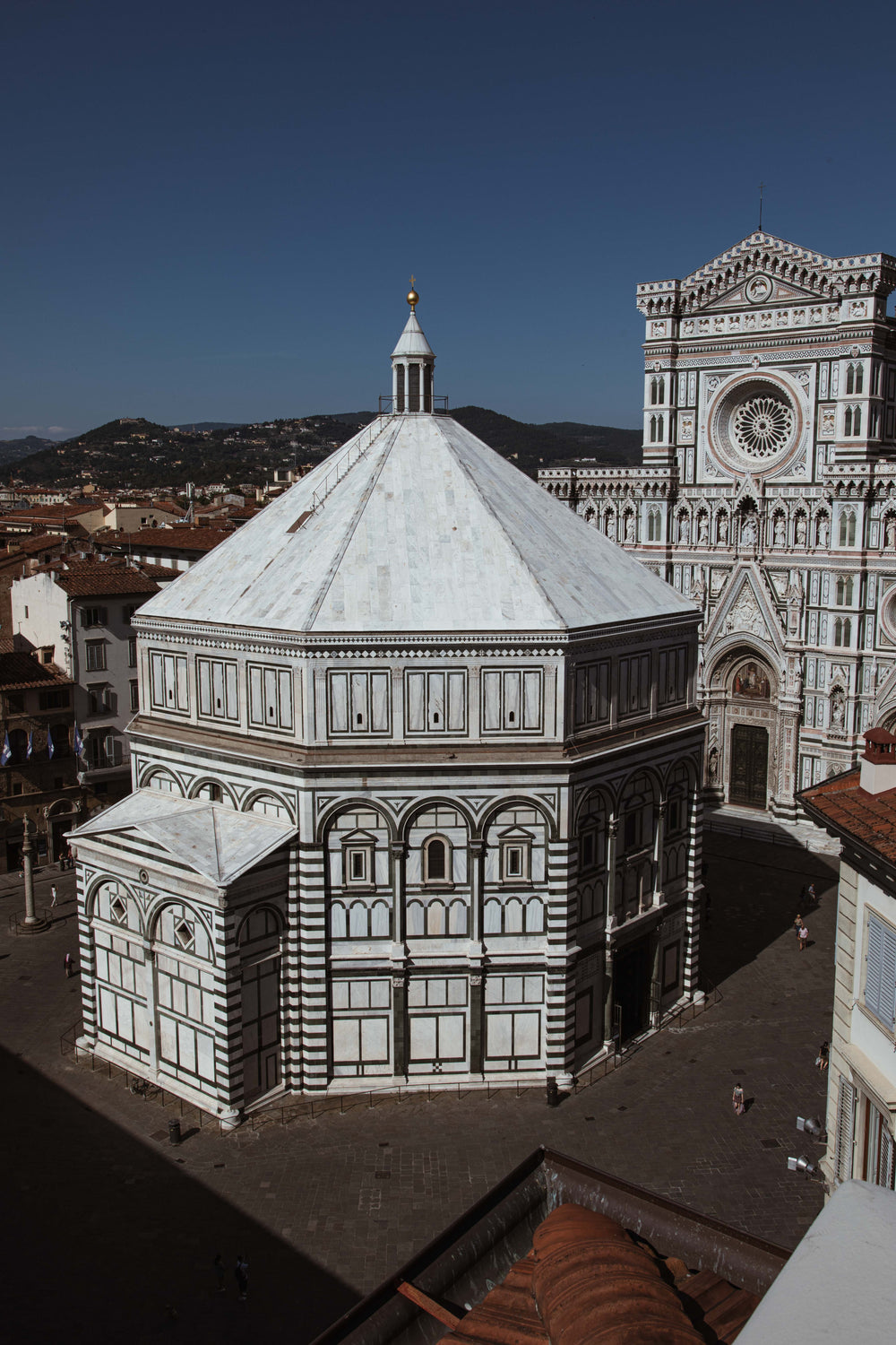 angled view of italian cathedral under blue sky