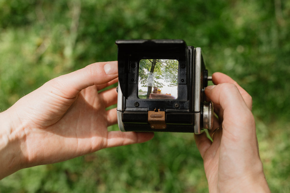 antique camera view finder in nature