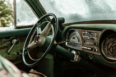 antique car in junkyard