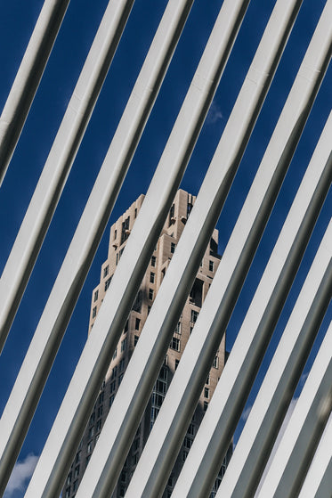 apartment building through metal bars