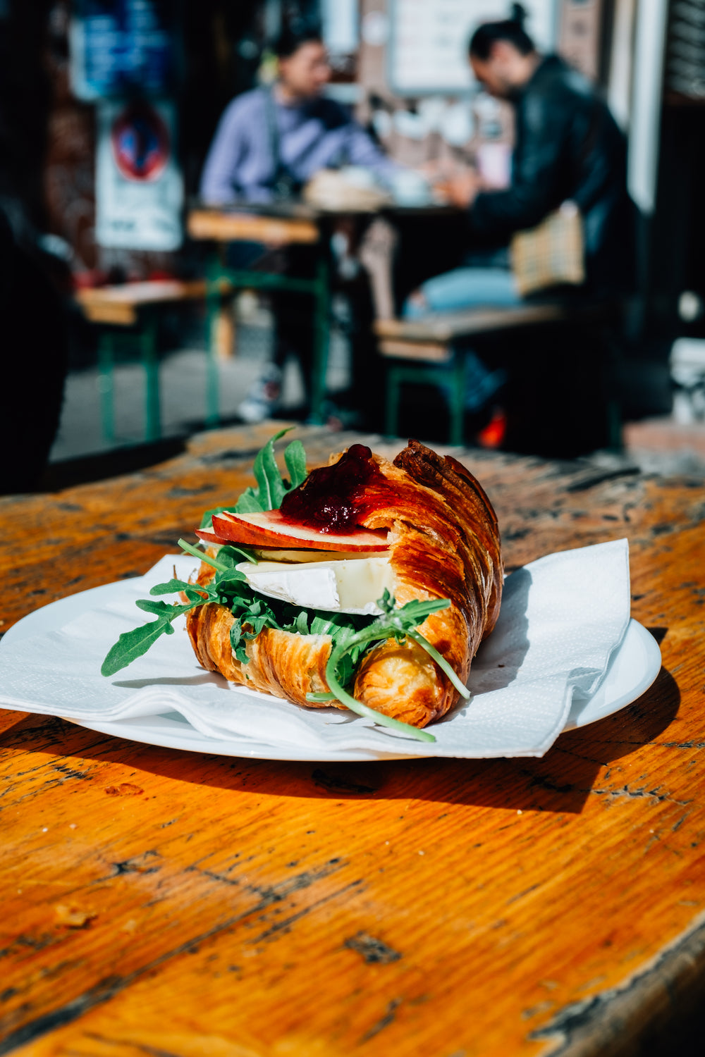 apple and brie croissant in the sun