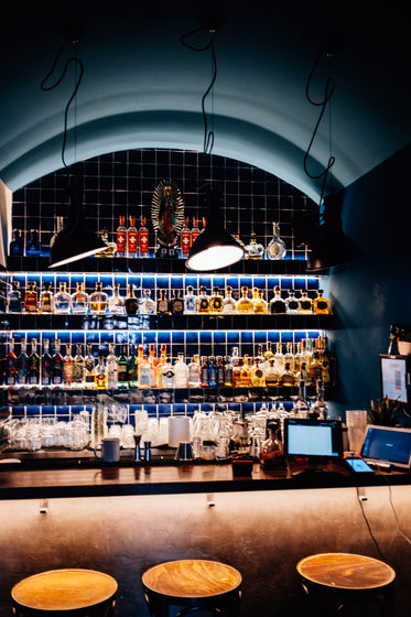 back lit bar shelves