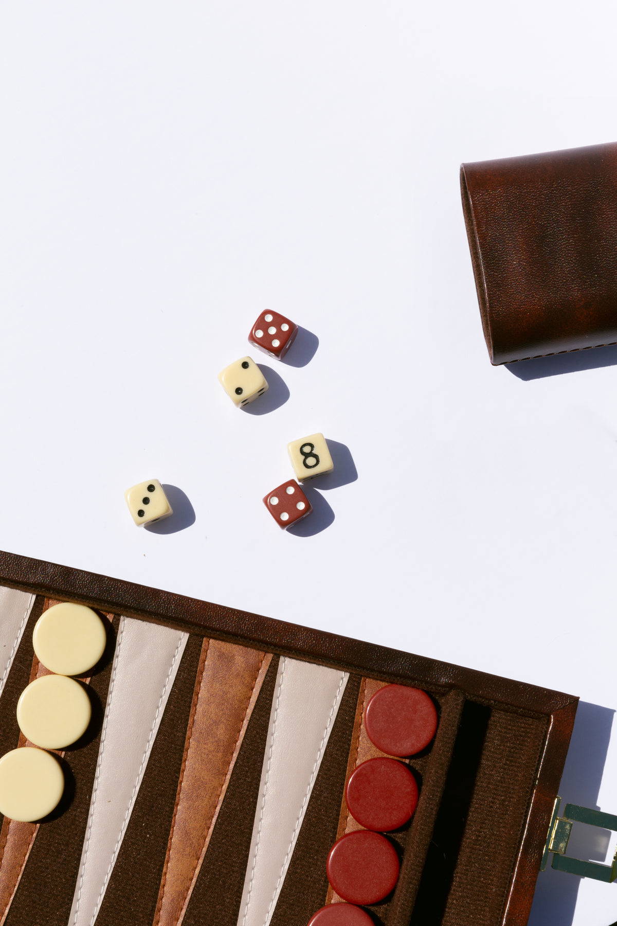 backgammon and dice flat lay