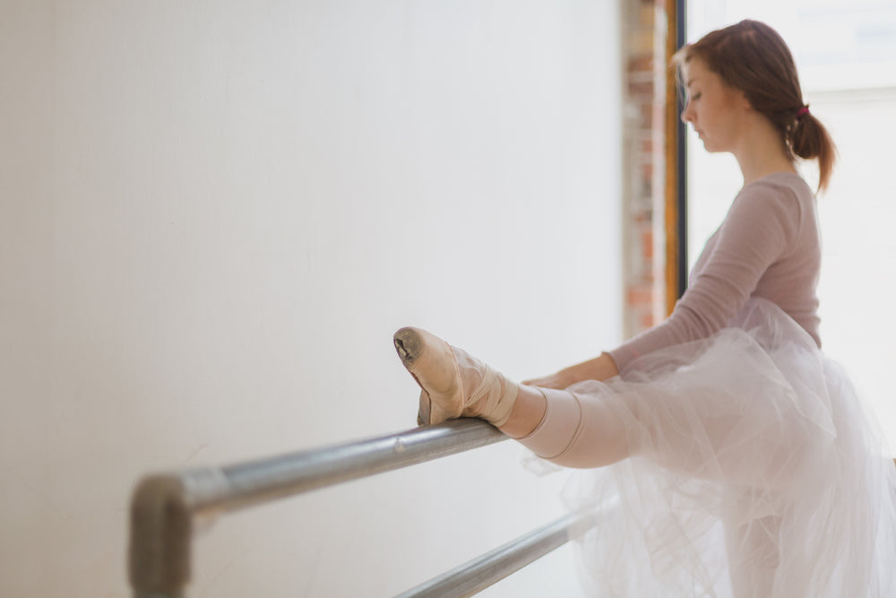 ballet toe shoes on barre