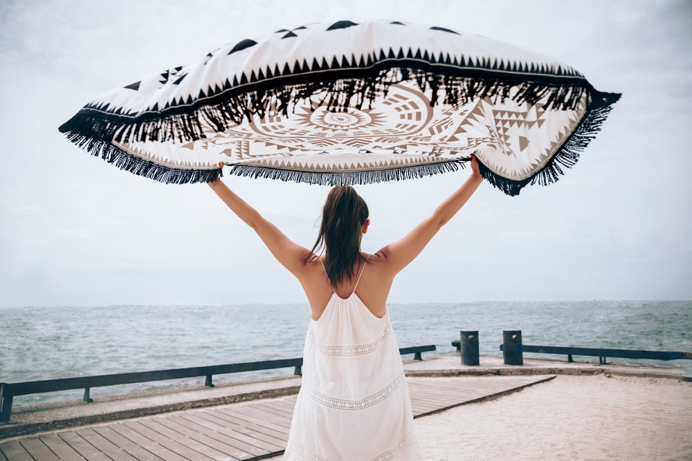 beach towel in wind