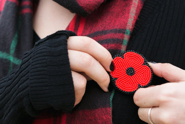 beaded poppy pin