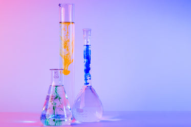 beakers for science with water