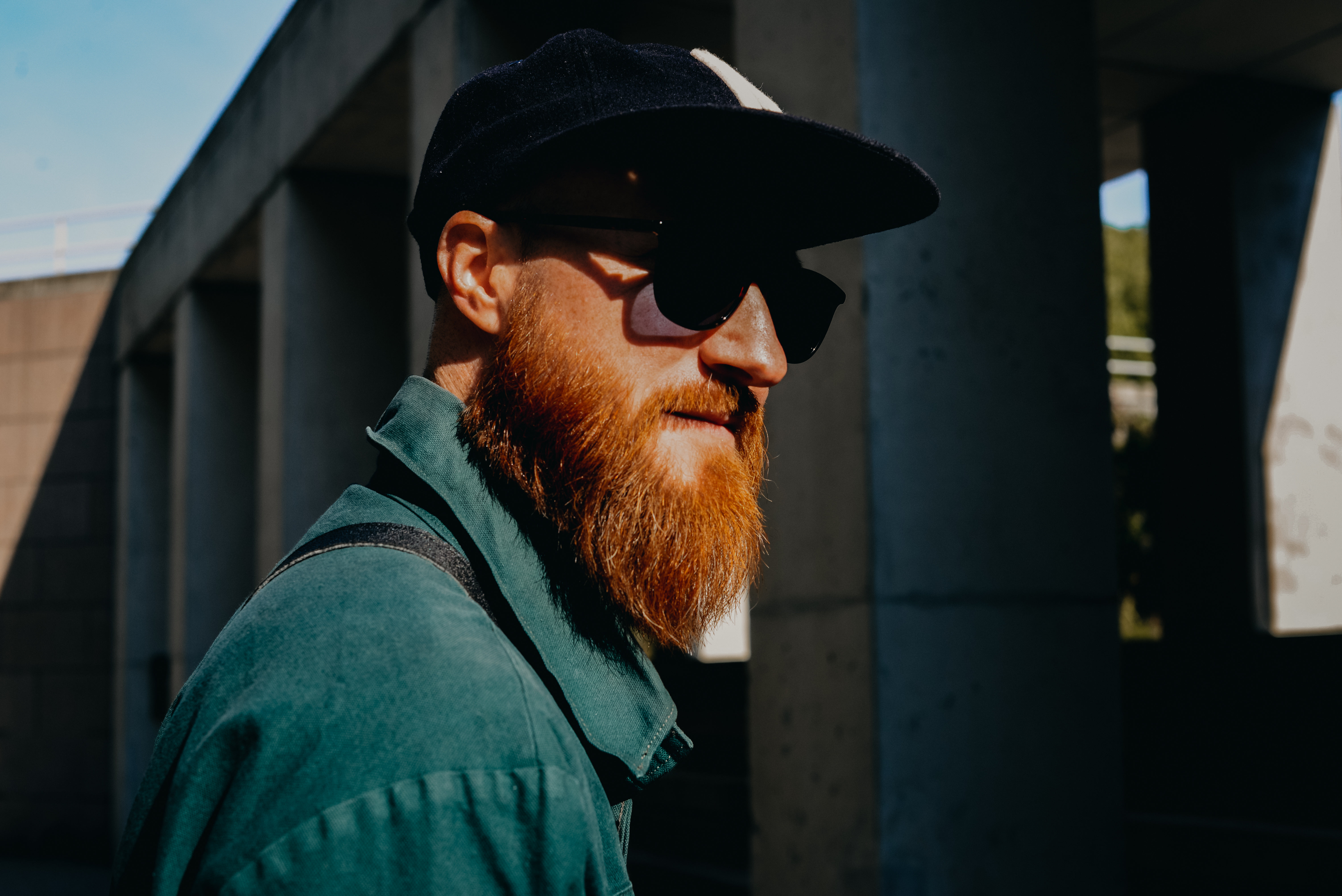 Bearded Man In Sun And Shadow