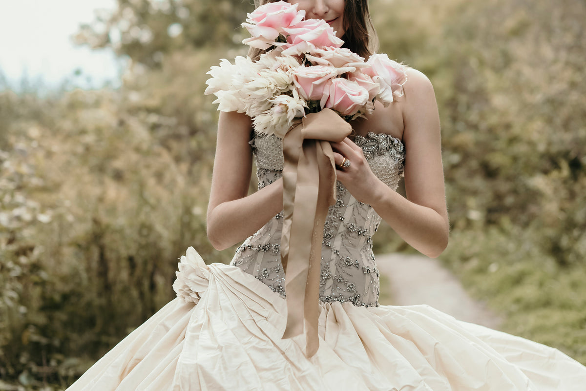 beautiful flowers in brides hands