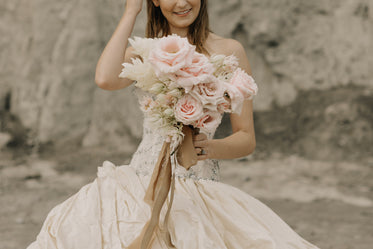 beautiful wedding bouquet and bride