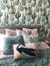 bedroom decor with cactus wallpaper