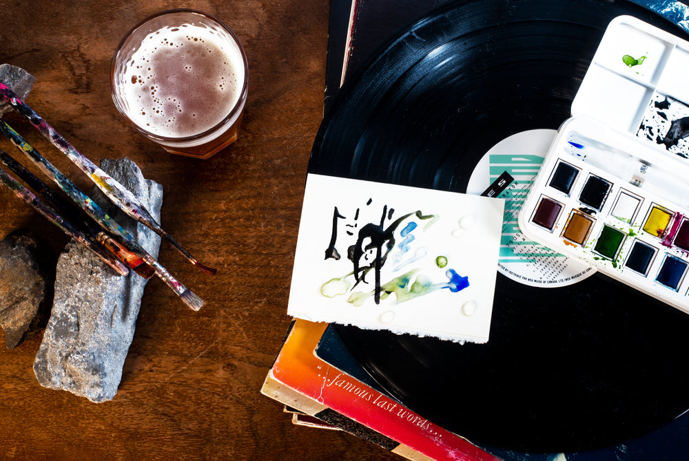 beer records and painting