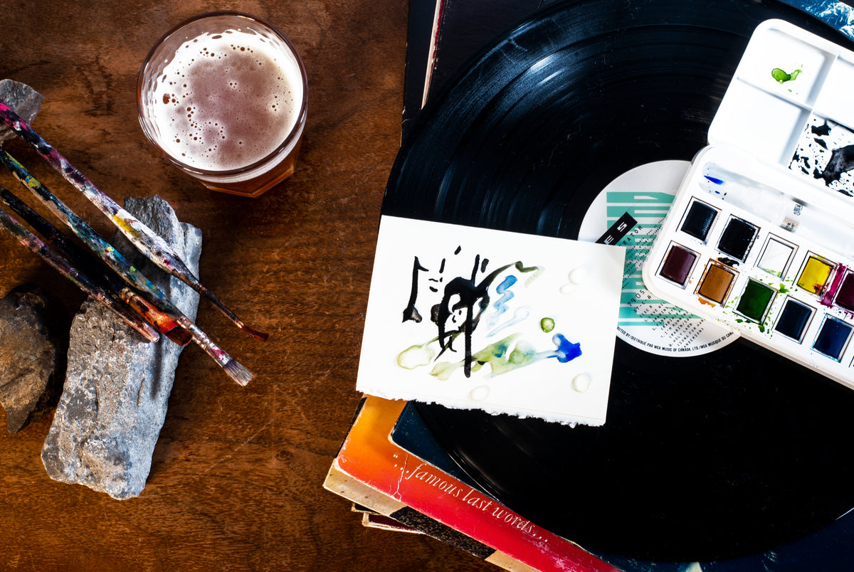 beer records and painting