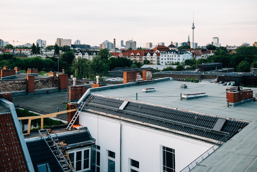 berlin city rooftops on overcast day