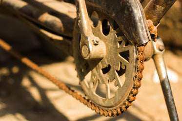 bicycle chain rusted and covered in dirt