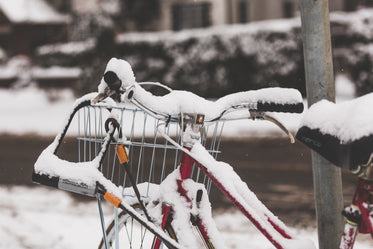 bicycle covered in snow