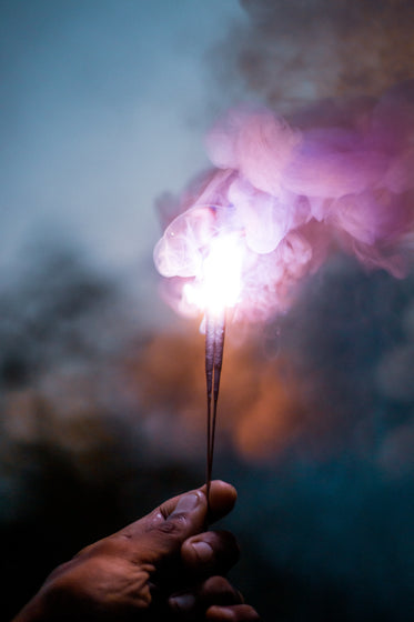 billowing smoke from sparkler