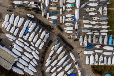 birds eye view of a boat yard