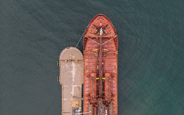 birdseye view of the front of a docked ship