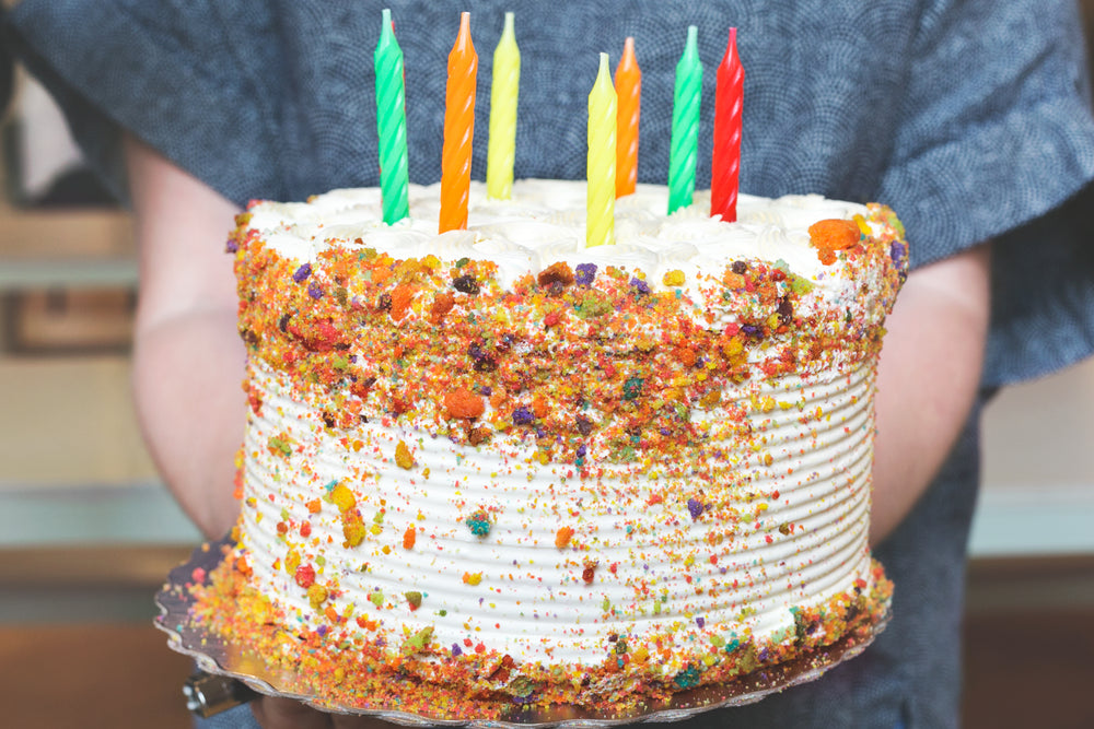 birthday cake with candles