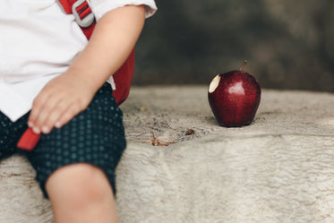 bitten apple by young boy