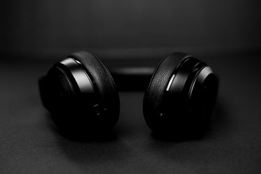 black and white black headphones