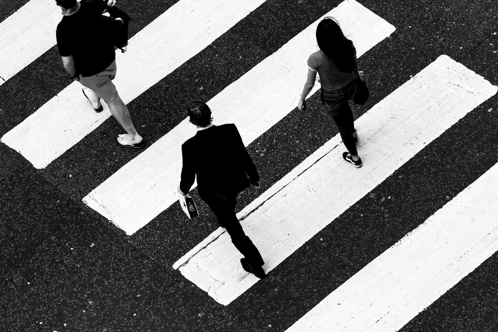 black and white crosswalk