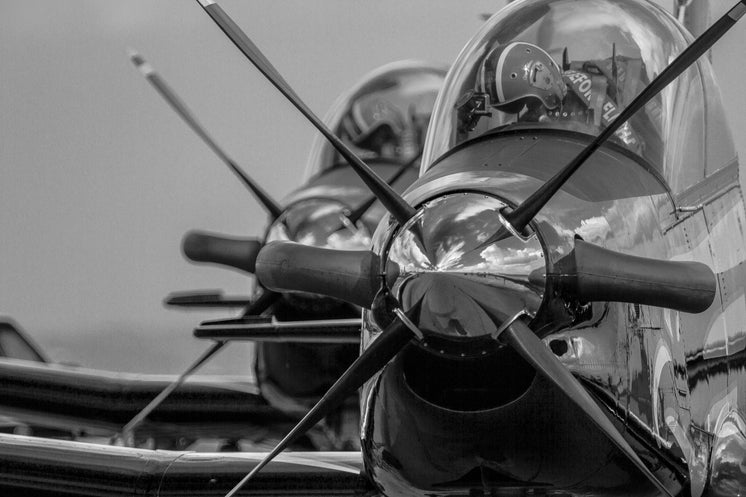 Black And White Photo Of A Plane With Large Front Propellers