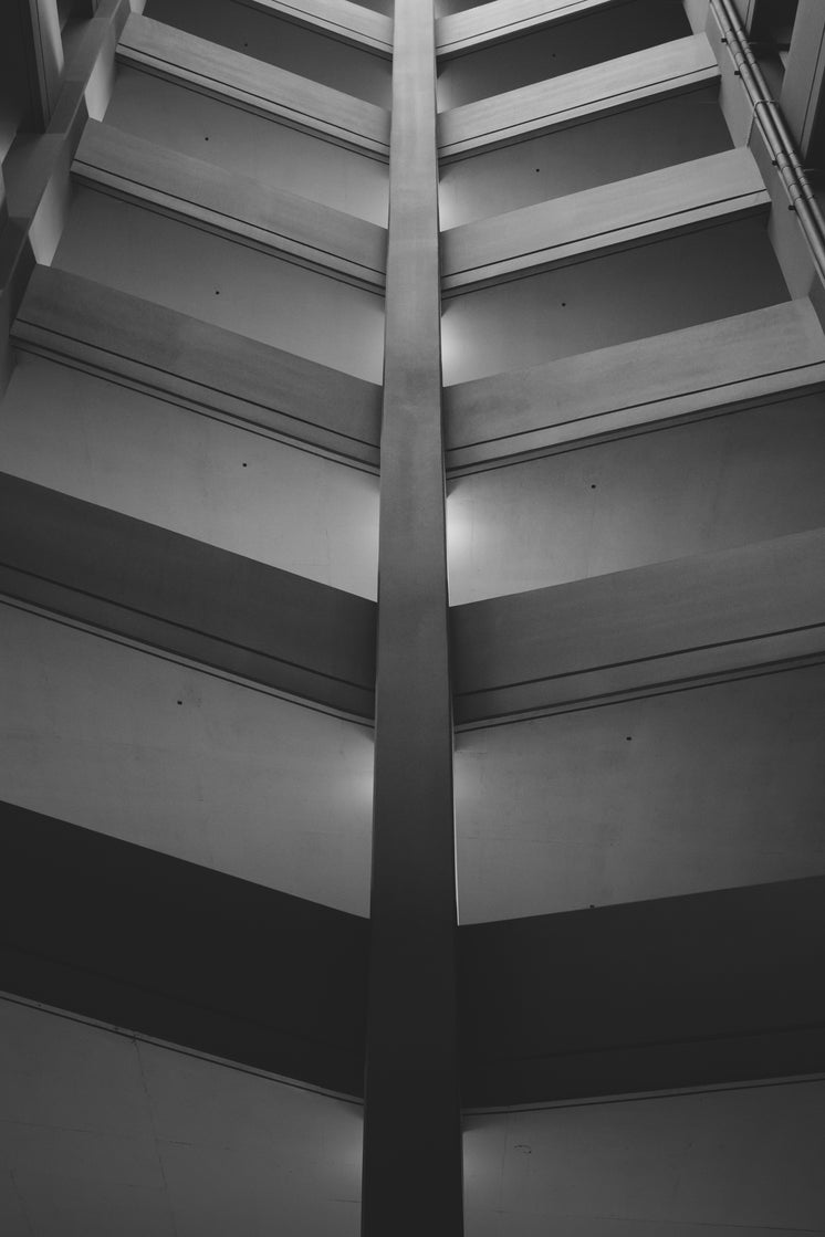 Black And White Portrait Image Of Parking Structure