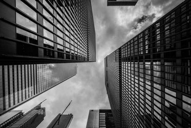 black and white skyscrapers