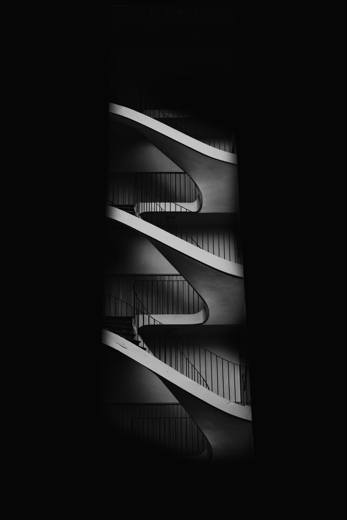 black and white staircase