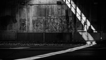 black and white underpass