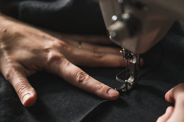 black fabric in sewing machine