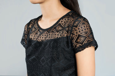 black lace womens top