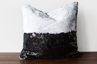 black white sequin pillow