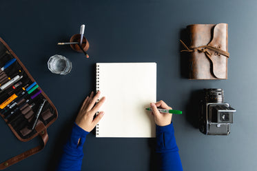 caderno em branco, novas ideias