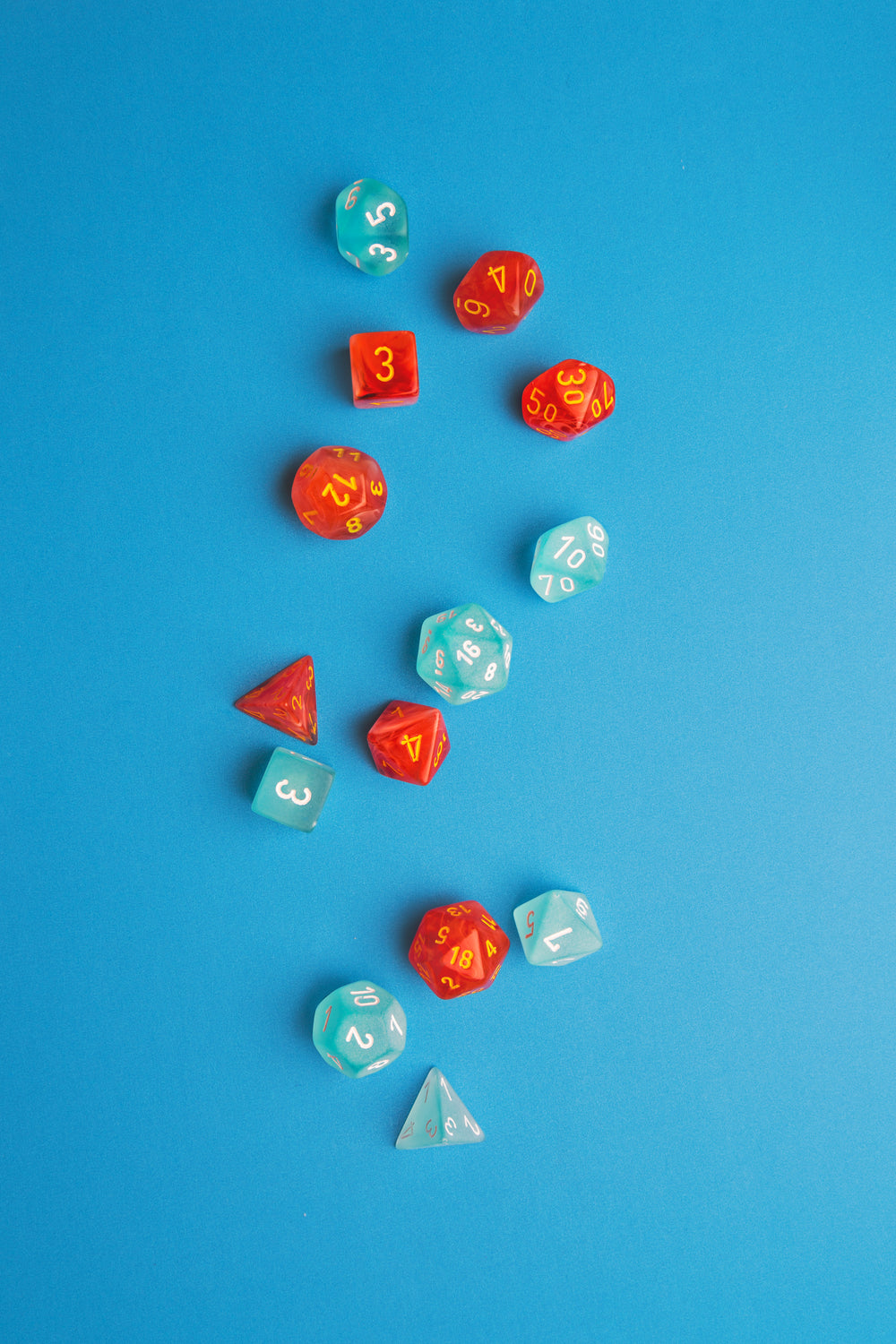 blue and red dice