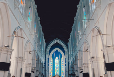 blue and white church