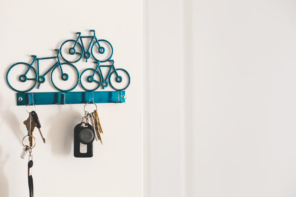 blue bike shaped key hook