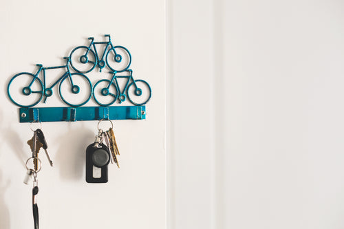 blue bike shaped key hook