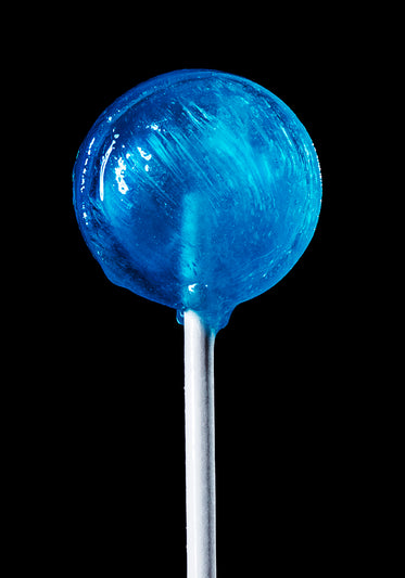 blue lollipop on black