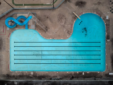 blue pool with waterslide