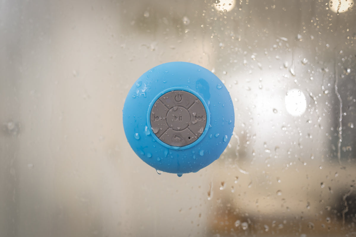blue shower speaker