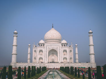 blue skies over the taj mahal