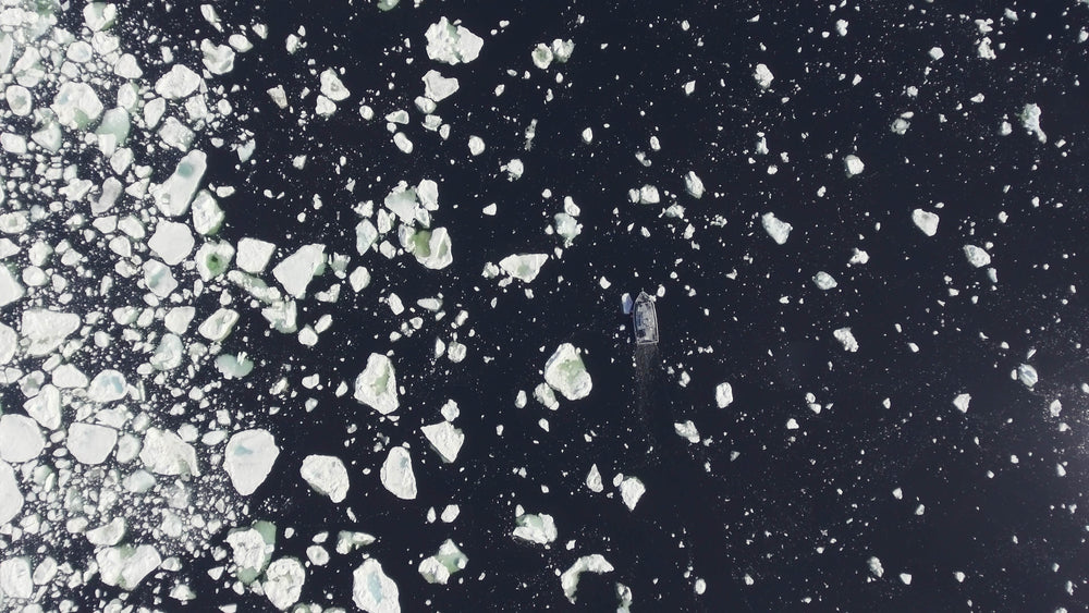 boat in icy ocean