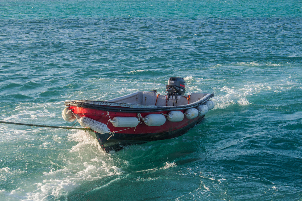 boat towed in water